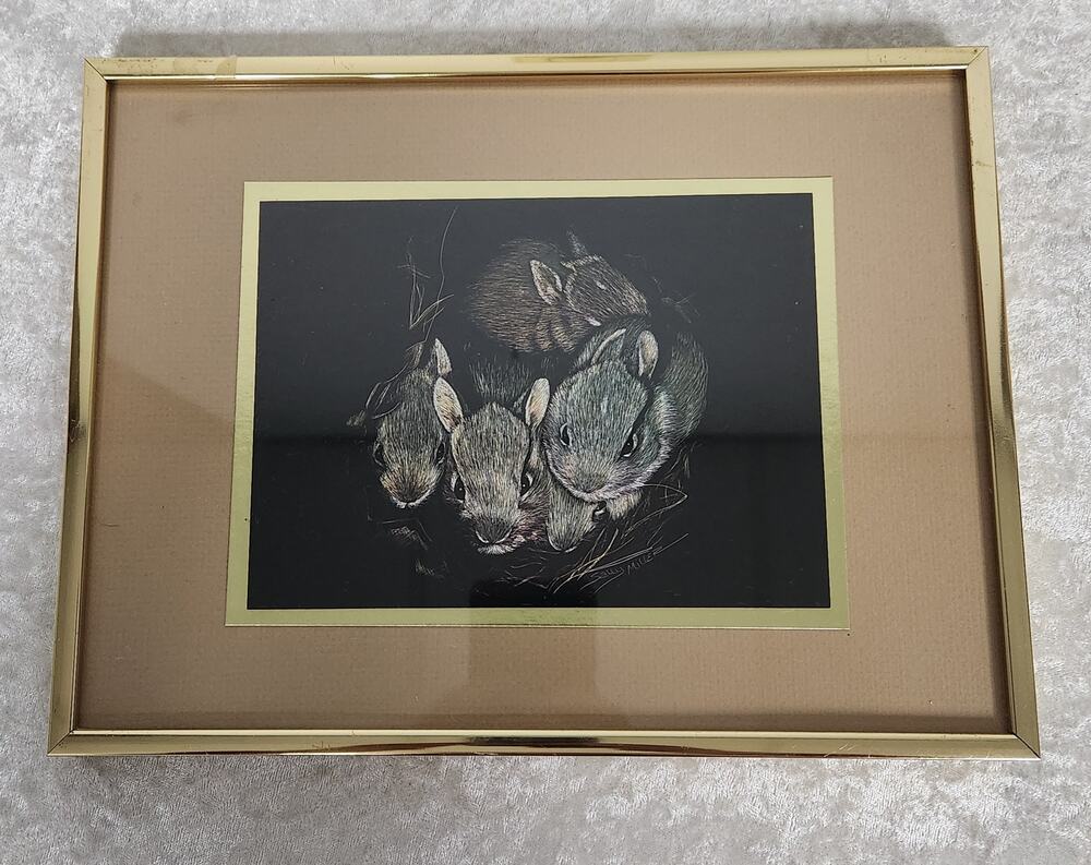 Vintage Sally Miller Bunnies Art Print